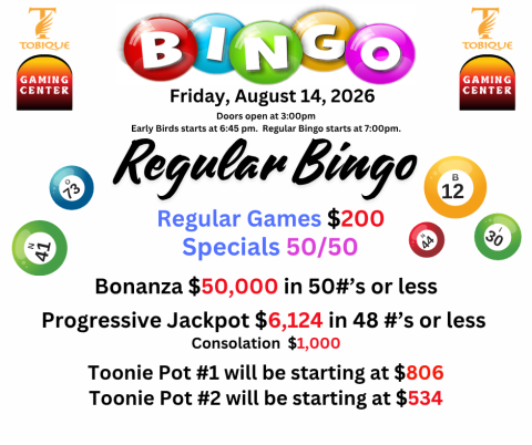 august 14, 2026 - bingo