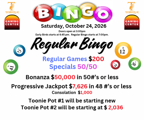 October 24, 2026 - Bingo